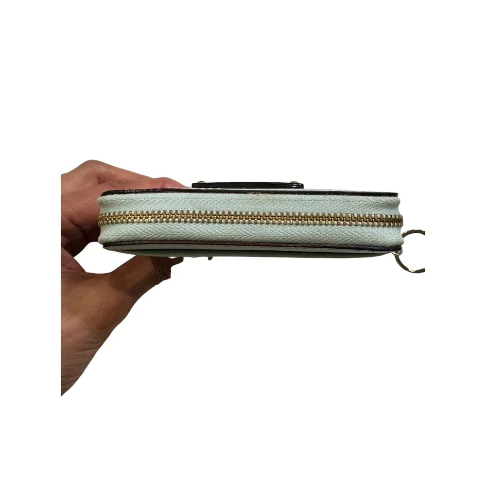Kate Spade Mint Green Pebbled Leather Zip Around‎ Small Wallet Keychain Purse